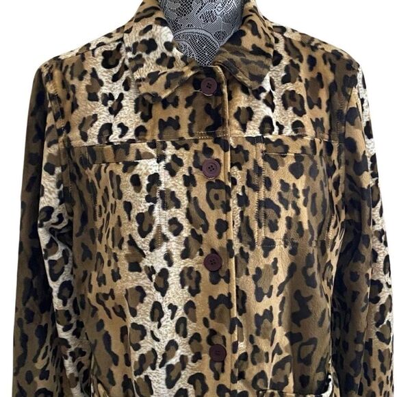 Vintage Y2K Dollhouse Faux Fur Leopard Animal Print Jacket Size Large - Picture 5 of 9